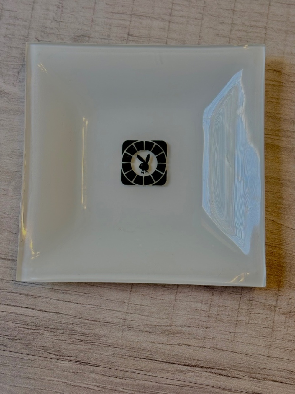 Vintage The Playboy Club Bunny White Ash Tray Trinket Dish 1960s Retro Glass